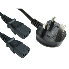 C13 Mains Splitter Cable UK Plug 2M